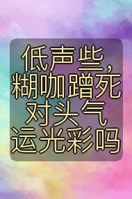 低声些，糊咖蹭死对头气运光彩吗封面